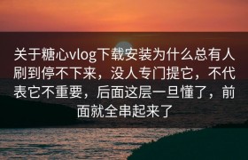 关于糖心vlog下载安装为什么总有人刷到停不下来，没人专门提它，不代表它不重要，后面这层一旦懂了，前面就全串起来了