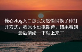 糖心vlog入口怎么突然悄悄换了种打开方式，我原本没抱期待，结果看到最后情绪一下就上来了