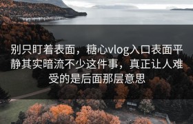 别只盯着表面，糖心vlog入口表面平静其实暗流不少这件事，真正让人难受的是后面那层意思
