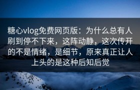 糖心vlog免费网页版：为什么总有人刷到停不下来，这阵动静，这次传开的不是情绪，是细节，原来真正让人上头的是这种后知后觉