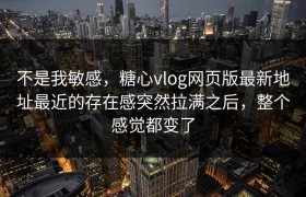 不是我敏感，糖心vlog网页版最新地址最近的存在感突然拉满之后，整个感觉都变了