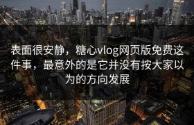 表面很安静，糖心vlog网页版免费这件事，最意外的是它并没有按大家以为的方向发展