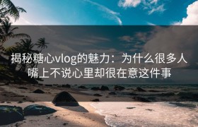 揭秘糖心vlog的魅力：为什么很多人嘴上不说心里却很在意这件事
