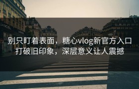 别只盯着表面，糖心vlog新官方入口打破旧印象，深层意义让人震撼