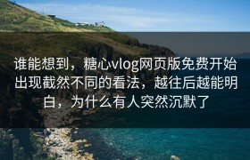 谁能想到，糖心vlog网页版免费开始出现截然不同的看法，越往后越能明白，为什么有人突然沉默了