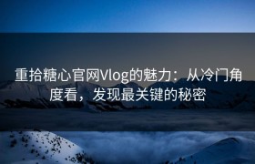 重拾糖心官网Vlog的魅力：从冷门角度看，发现最关键的秘密