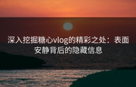 深入挖掘糖心vlog的精彩之处：表面安静背后的隐藏信息