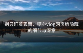 别只盯着表面，糖心vlog网页版隐藏的细节与深意
