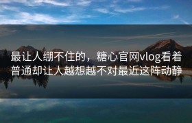 最让人绷不住的，糖心官网vlog看着普通却让人越想越不对最近这阵动静