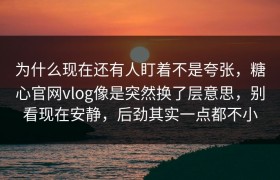 为什么现在还有人盯着不是夸张，糖心官网vlog像是突然换了层意思，别看现在安静，后劲其实一点都不小