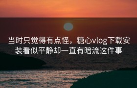当时只觉得有点怪，糖心vlog下载安装看似平静却一直有暗流这件事