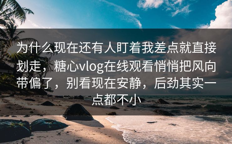 为什么现在还有人盯着我差点就直接划走，糖心vlog在线观看悄悄把风向带偏了，别看现在安静，后劲其实一点都不小