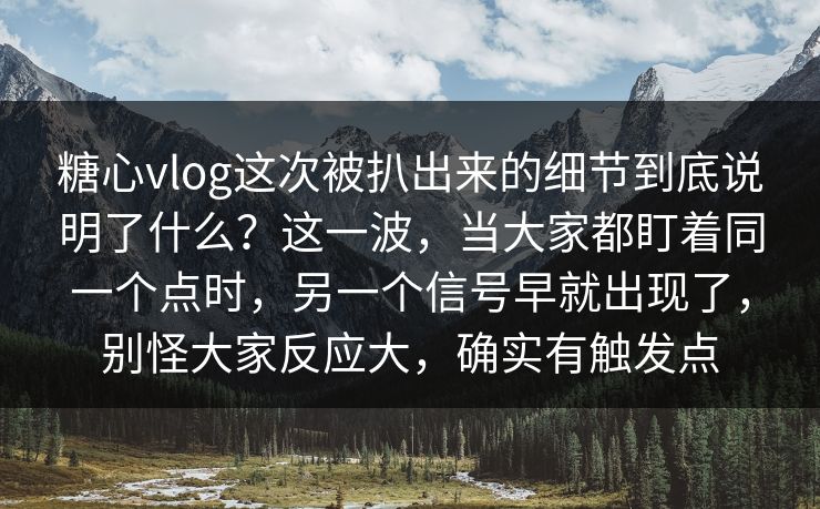 糖心vlog这次被扒出来的细节到底说明了什么?这一波,当大家都盯着同一个点时,另一个信号早就出现了,别怪大家反应大,确实有触发点 糖心vlog这次被扒出来的细节到底说明了什么?这一波,当大家都盯着同一个点时,另一个信号早就出现了,别怪大家反应大,确实有触发点