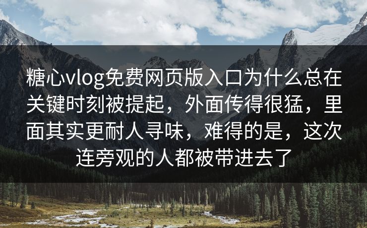 糖心vlog免费网页版入口为什么总在关键时刻被提起，外面传得很猛，里面其实更耐人寻味，难得的是，这次连旁观的人都被带进去了