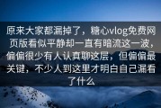 原来大家都漏掉了，糖心vlog免费网页版看似平静却一直有暗流这一波，偏偏很少有人认真聊这层，但偏偏最关键，不少人到这里才明白自己漏看了什么