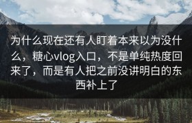 为什么现在还有人盯着本来以为没什么，糖心vlog入口，不是单纯热度回来了，而是有人把之前没讲明白的东西补上了