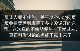 最让人绷不住的，关于糖心vlog网页版免费背后到底藏了多少没说开的东西，这次真的不像随便热一下就过去，真正引发讨论的点终于露出来了