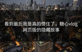 看到最后我是真的愣住了，糖心vlog网页版的隐藏故事
