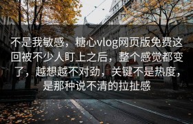 不是我敏感，糖心vlog网页版免费这回被不少人盯上之后，整个感觉都变了，越想越不对劲，关键不是热度，是那种说不清的拉扯感