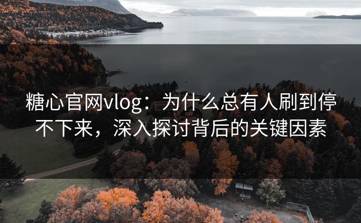 糖心官网vlog：为什么总有人刷到停不下来，深入探讨背后的关键因素