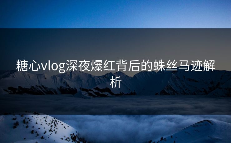 糖心vlog深夜爆红背后的蛛丝马迹解析