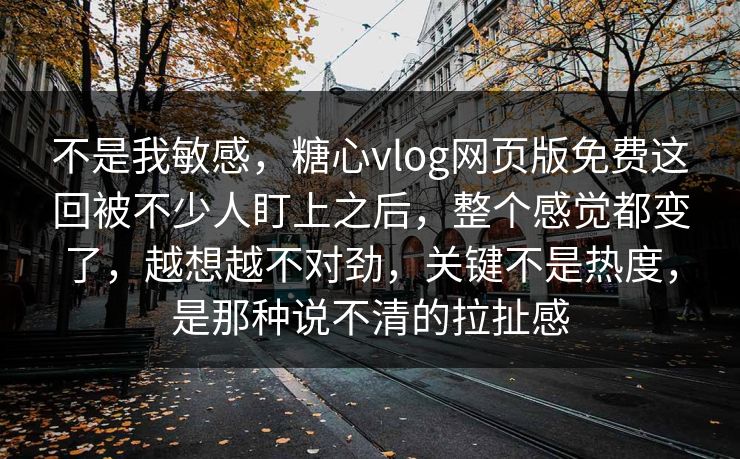 不是我敏感，糖心vlog网页版免费这回被不少人盯上之后，整个感觉都变了，越想越不对劲，关键不是热度，是那种说不清的拉扯感