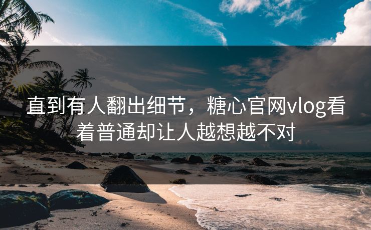 直到有人翻出细节，糖心官网vlog看着普通却让人越想越不对