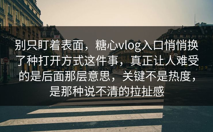 别只盯着表面，糖心vlog入口悄悄换了种打开方式这件事，真正让人难受的是后面那层意思，关键不是热度，是那种说不清的拉扯感